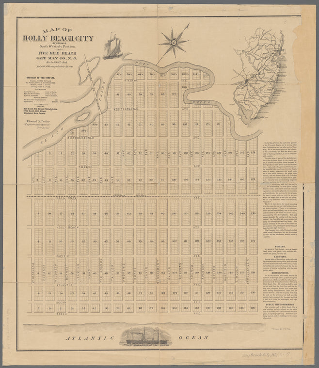 Map of Holly Beach City: section B., south westerly portion of Five Mille Beach, Cape May Co. N.J.