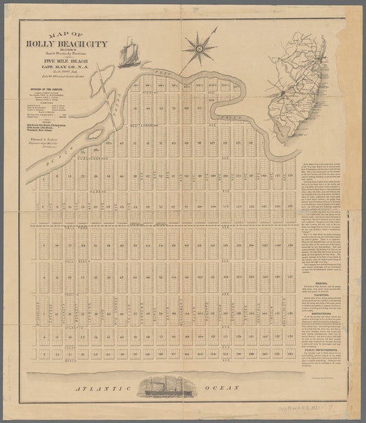 Map of Holly Beach City: section B., south westerly portion of Five Mille Beach, Cape May Co. N.J.