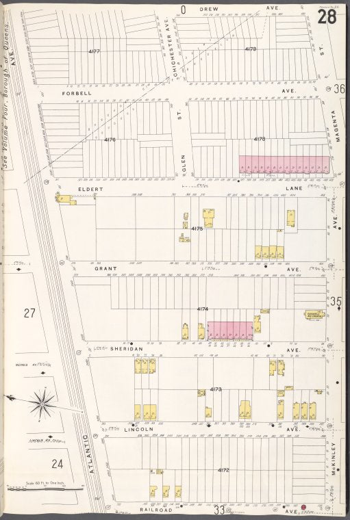 Brooklyn V. 8, Plate No. 28 [Map bounded by Drew Ave., McKinley Ave., Railroad Ave., Atlantic ave.]
