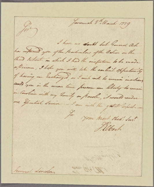 Letter to Maj. Gen. [Benjamin] Lincoln
