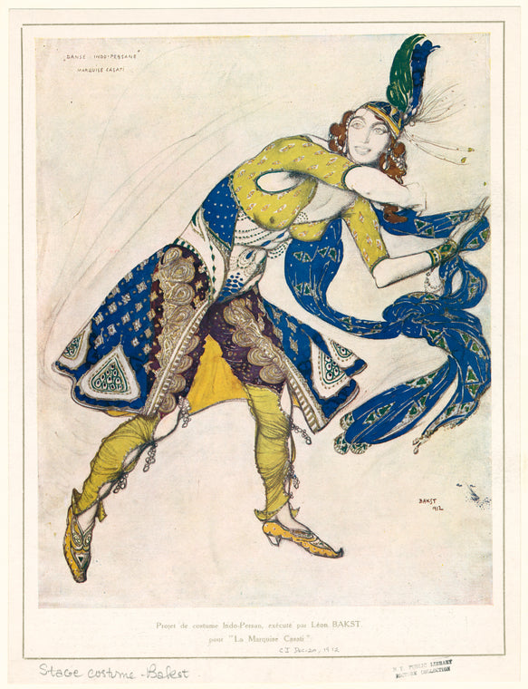 Projet de costume Indo-Persan, exécuté par Léon Bakst pour "La Marquise Casati"