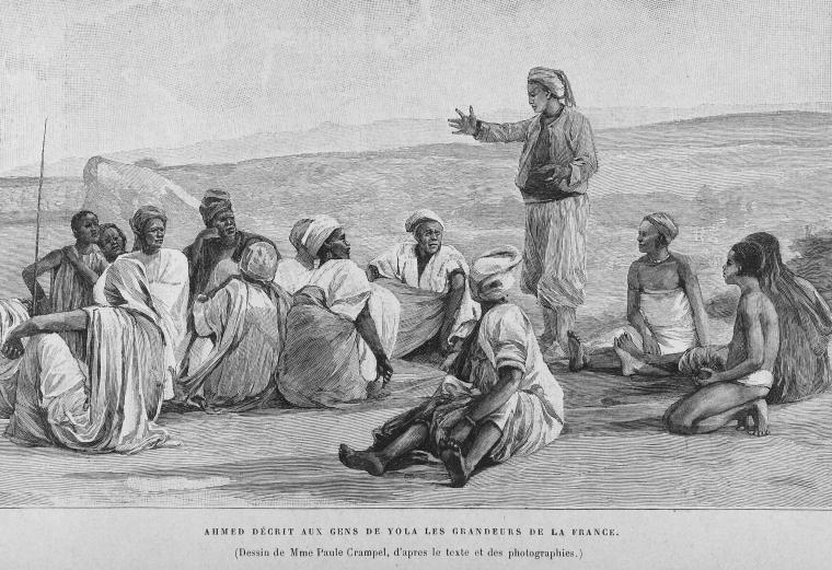 Ahmed décrit aux gens de Yola les grandeurs de la France.