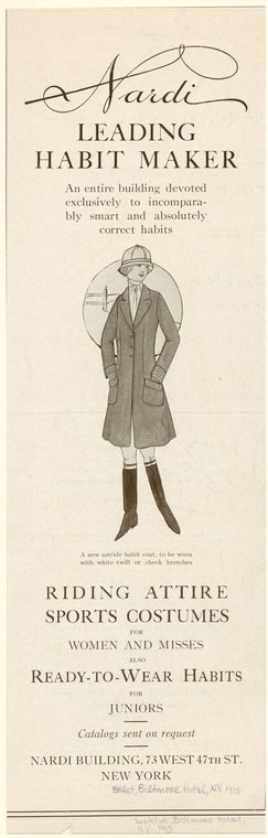 A new astride habit coat, to be worn with white twill or check breeches