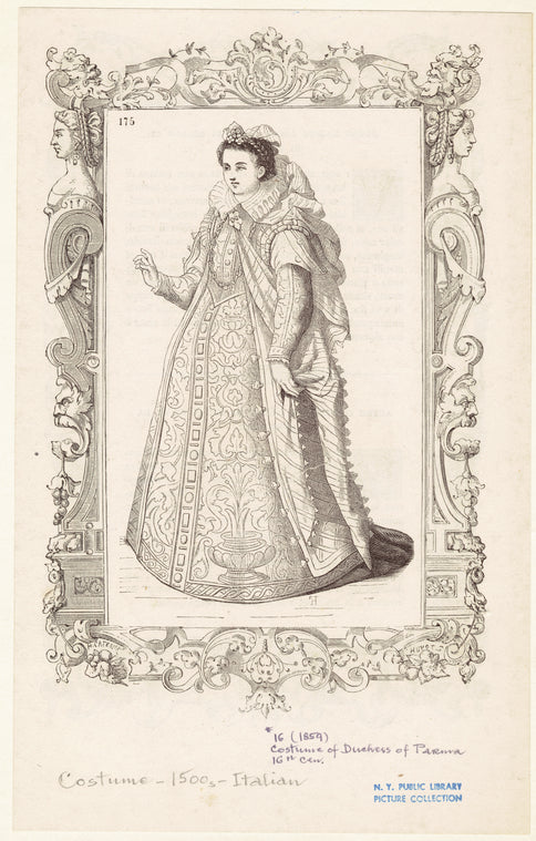 Costume of duchess of Parma 16th cen