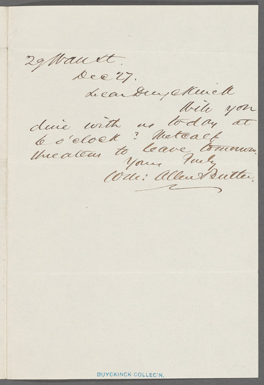 Letter to Geo. L. Duyckinck written December 27th