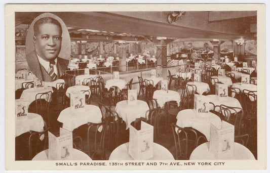 Interior view of Small's Paradise, with inset portrait of owner Ed Smalls