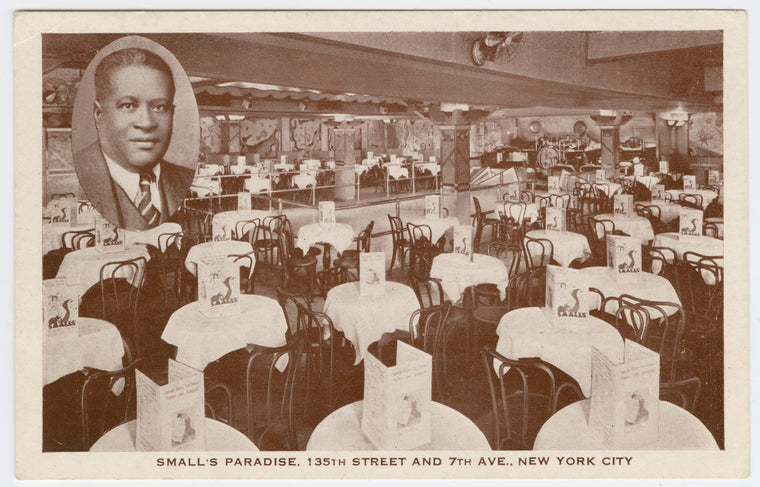 Interior view of Small's Paradise, with inset portrait of owner Ed Smalls