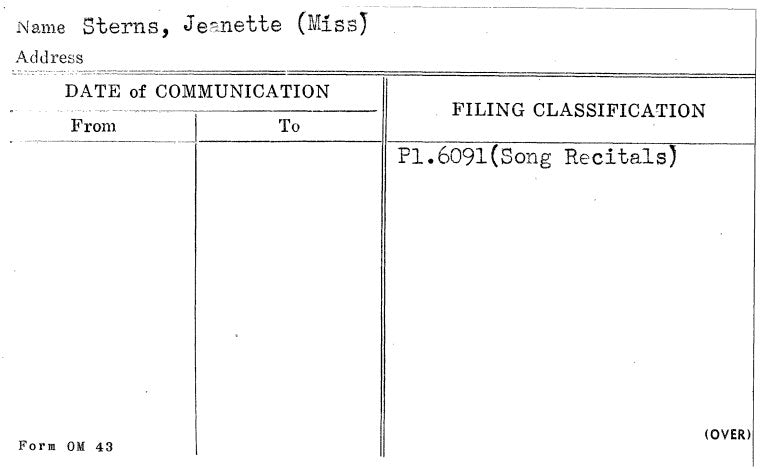 Sterns, Jeanette (Miss)