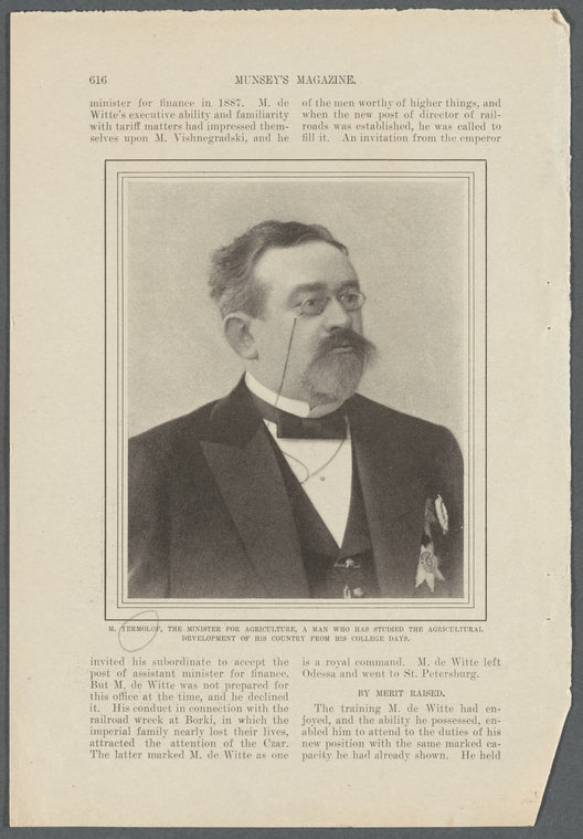 M. Yermolof, the minister for agriculture, a man who has studied the agricultural development of his country from his college days
