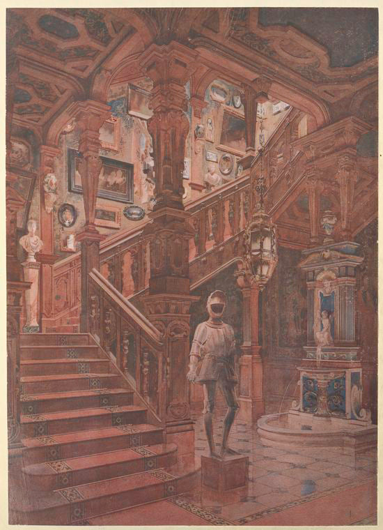 Escalier Louis XIII en chêne sculpté....