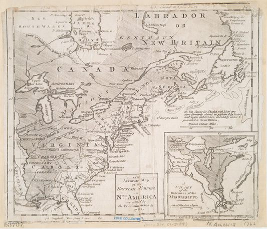 An accurate map of the British Empire in Nth. America as settled by the preliminaries in 1762