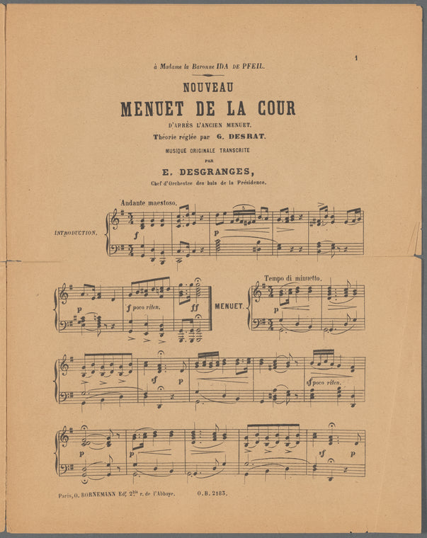 Nouveau menuet de la cour: d'après l'ancient menuet