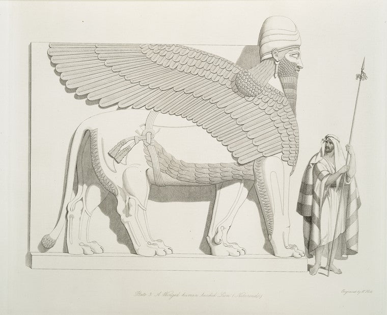 A winged human-headed lion. (Nimroud) [Calah].
