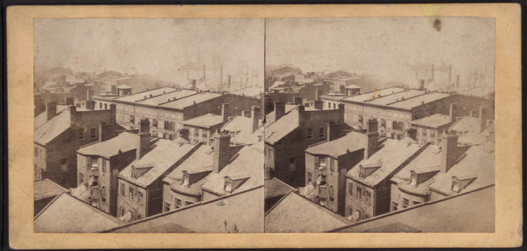 Bird's eye view of the bay of New York.