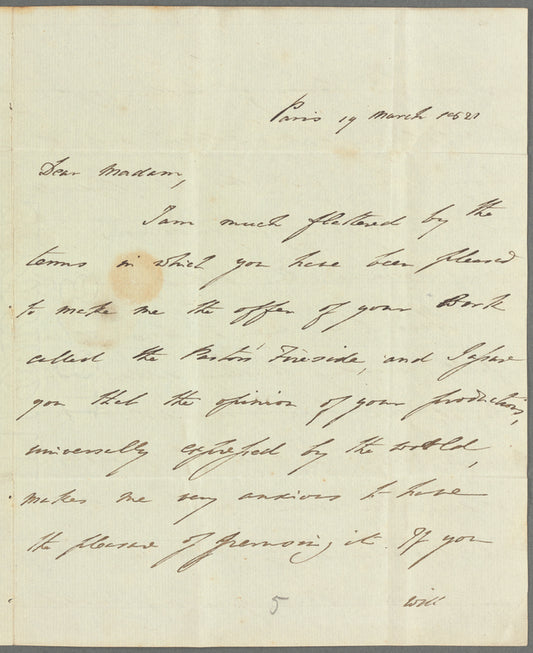 Charles Richard Vaughan to Jane Porter, autograph letter signed