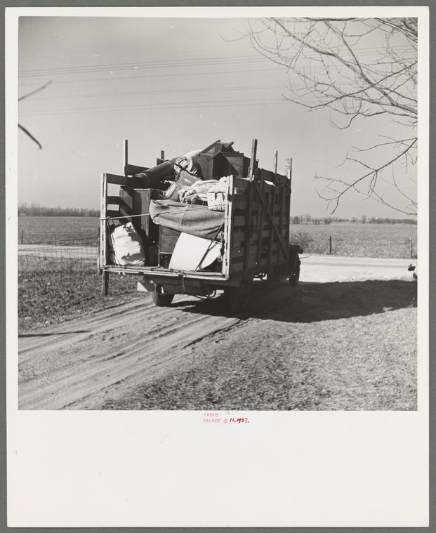 A truckload of household goods being moved off the farm of Everett Shoemaker, tenant farmer. Near Shadeland, Indiana