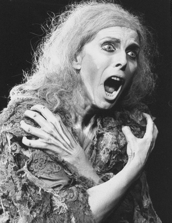 Actress Billie Whitelaw in a scene from the Off-Broadway production of the play "Footfalls"