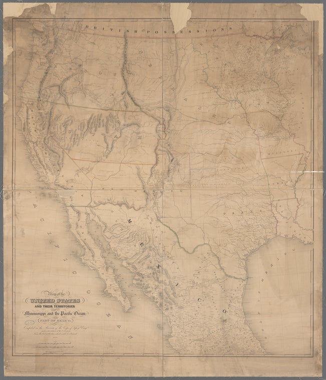 Map of the United States and their territories between the Mississippi and the Pacific Ocean and of part of Mexico