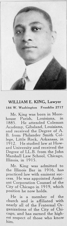 William E. King, Lawyer; 184 W. Washington, Franklin 2717.