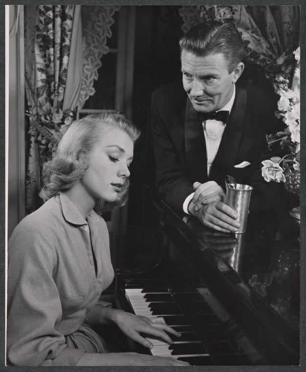 Inger Stevens and Tom Helmore in the stage production Debut