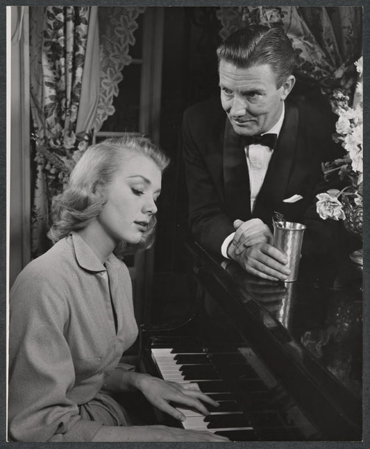 Inger Stevens and Tom Helmore in the stage production Debut