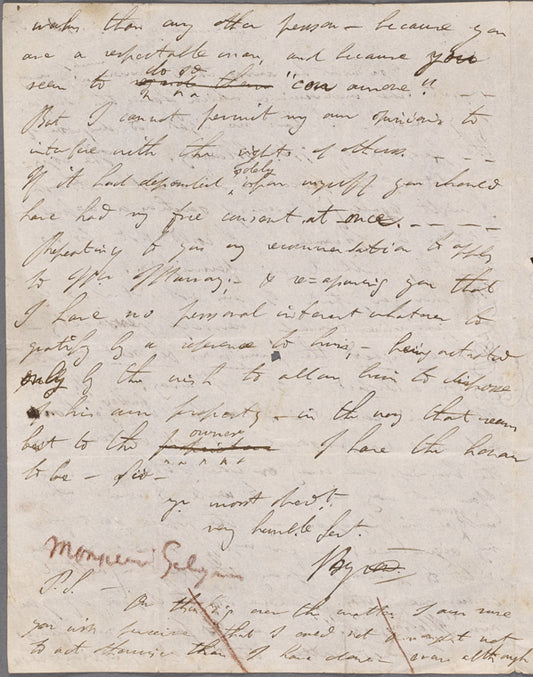 Autograph letter signed to J. A. Galignani, 5 November 1820