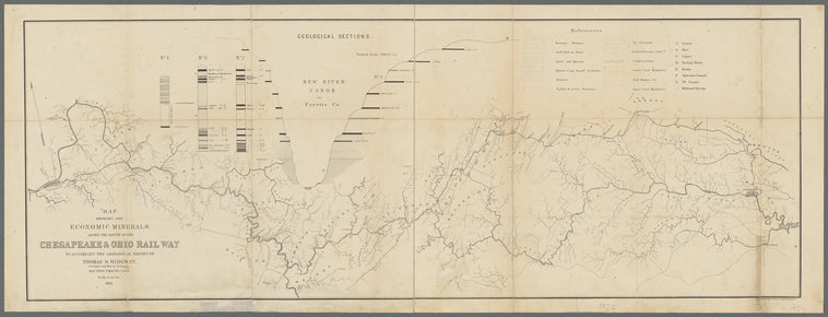 Map showing the economic minerals along the route of the Chesapeake & Ohio Rail Way : to accompany the geological report of Thomas S. Ridgway, geologist and mining engineer