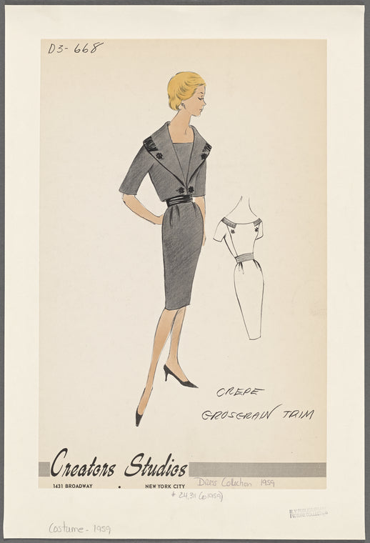 Crepe dress with grosgrain trim