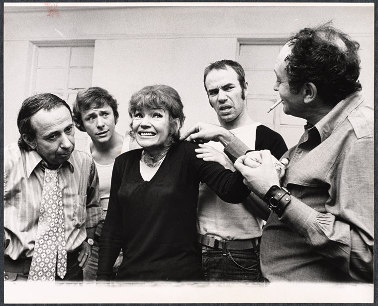 Bernie Styles, Dennis McMullen, Shirl Bernheim, Brad Sullivan and Hy Anzell in the stage production Stag Movie