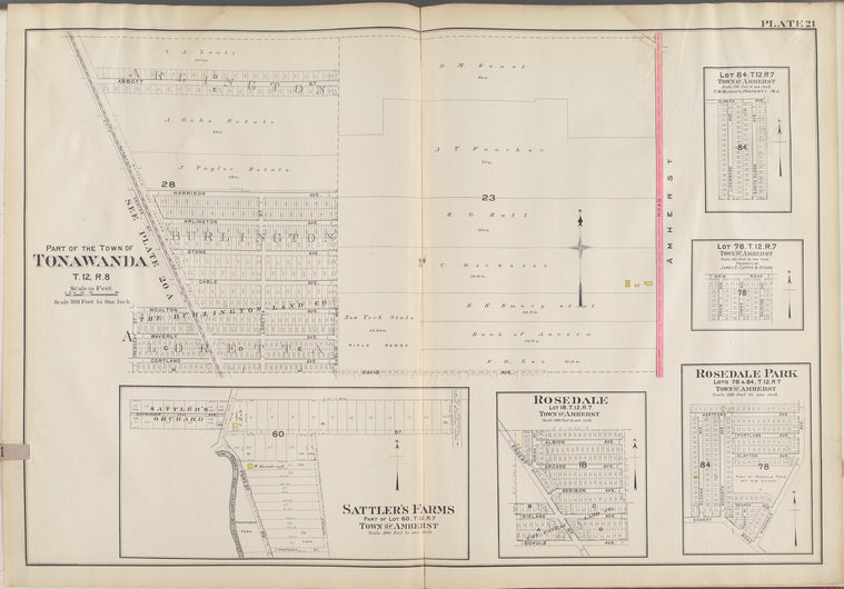 Buffalo, V. 3, Double Page Plate No. 21 [Map bounded by Abbott St., Amher St., Davis Ave., Crescent St.]