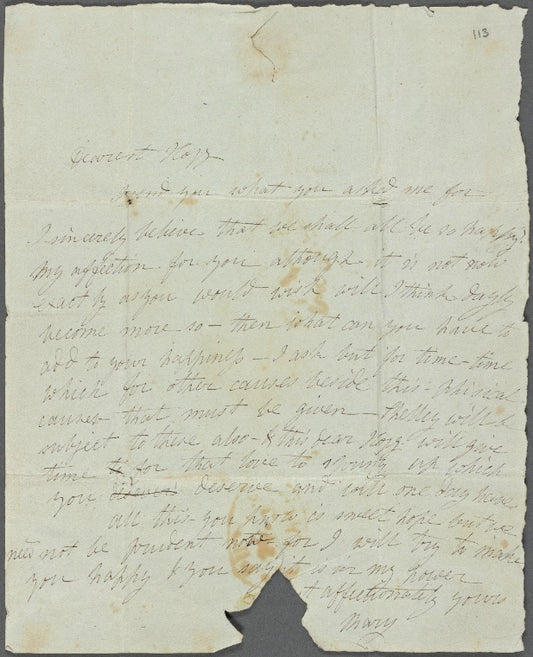 Autograph letter signed to Thomas Jefferson Hogg, 7 January 1815: with lock of Mary Wollstonecraft Shelley's hair