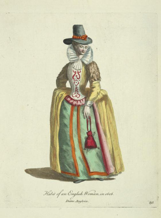 Habit of and English woman in 1626. Dame Angloise.