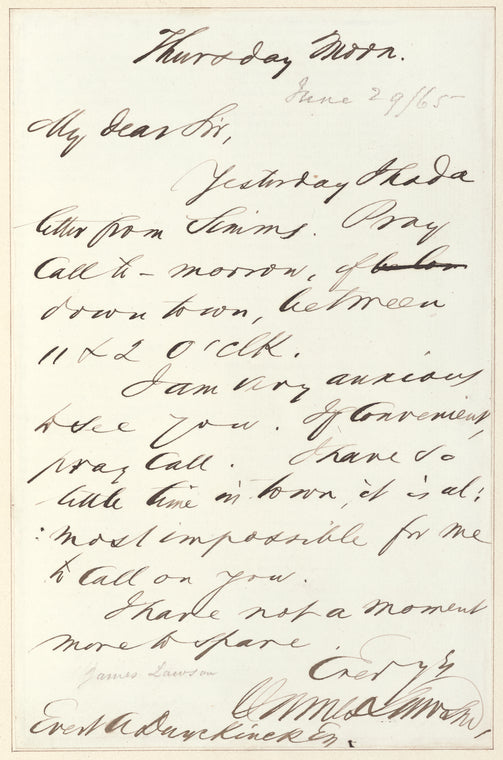 James Lawson letter to E.A. Duyckinck