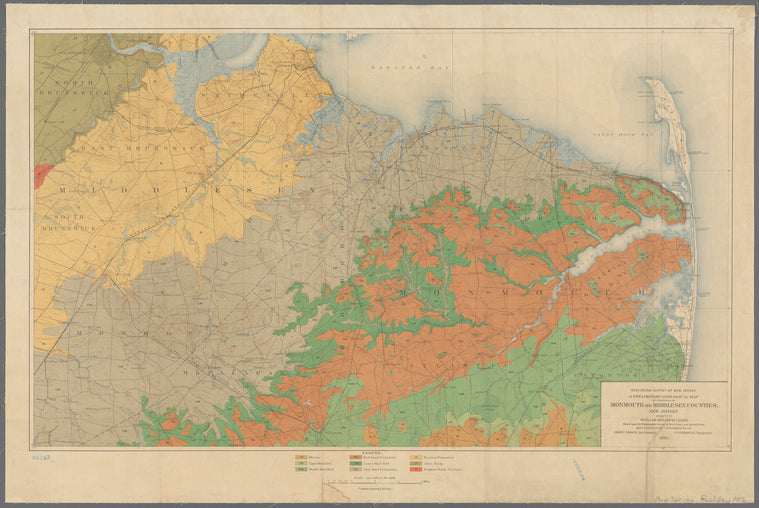 A preliminary geological map of portions of Monmouth and Middlesex counties, New Jersey