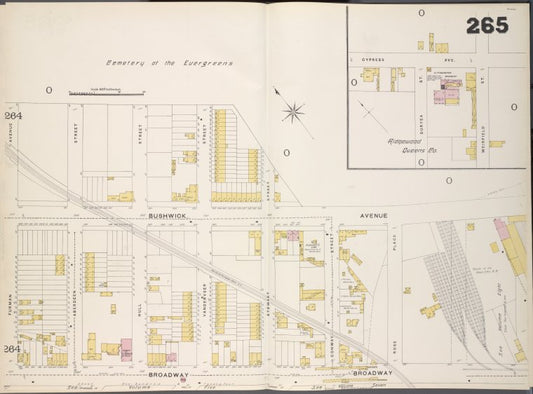 Brooklyn, V. 9, Double Page Plate No. 265 [Map bounded by Cementery of the Evergreens, Broadway, Furman Ave.]