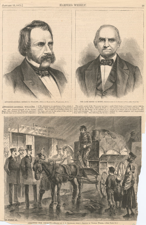 Arrested for cruelty, from Harper's weekly, January 13, 1872.