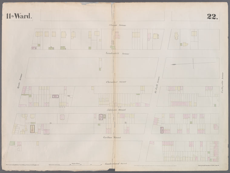 Plate 22: Map bounded by Myrtle Avenue, Clinton Street, Lafayette Avenue, Cumberland Street