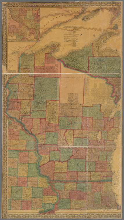 Map of the States of Michigan and Wisconsin : embracing a great part of Iowa, Illinois & Minnesota, and the whole mineral region, with charts of the lakes : exhibiting the sections, the soundings, the geological formations & the general topography
