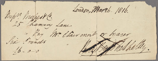 Autograph check signed to Brooks, Son and Dixon, 26 March 1816