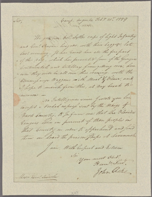 Letter to Maj. Gen. [Benjamin] Lincoln