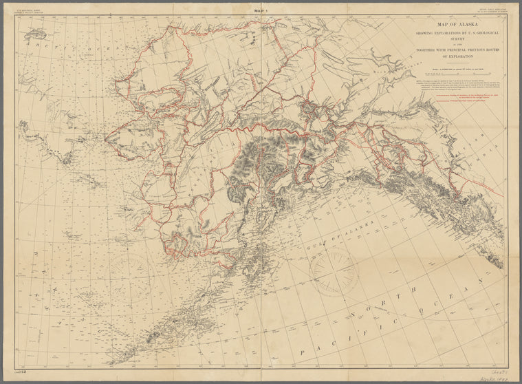 Map of Alaska : showing explorations by U.S. Geological Survey in 1898, together with principal previous routes of exploration