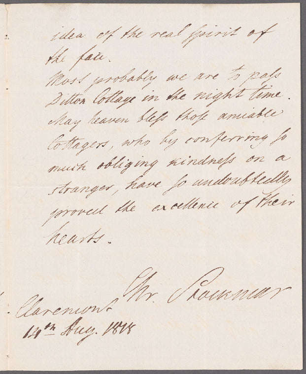 Christian Friedrich, Freiherr von Stockmar to Miss Porter, autograph letter signed