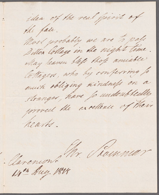 Christian Friedrich, Freiherr von Stockmar to Miss Porter, autograph letter signed