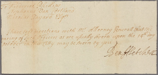 Letter to Frederic Phillips, Stephanus Van Cortland, and Nicolas Bayard