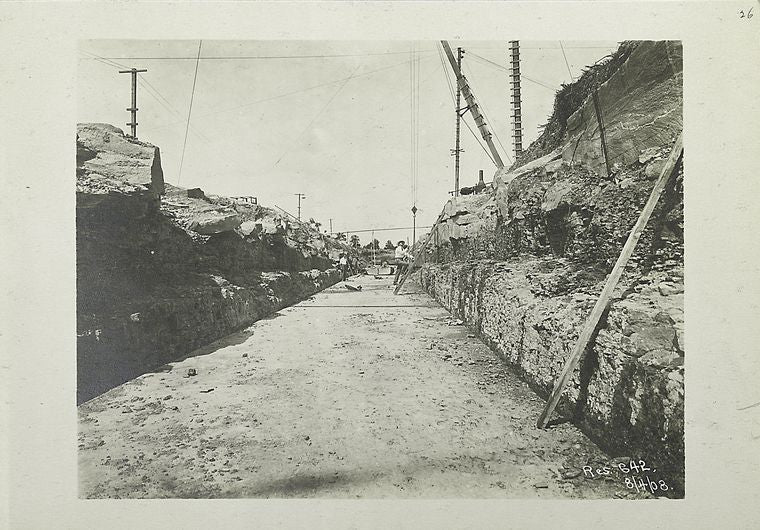 Ashokan Reservoir. Excavation completed and concrete floor in place for masonry conduit to divert the flow of the Beaver Kill. Contract 3. August 4, 1908