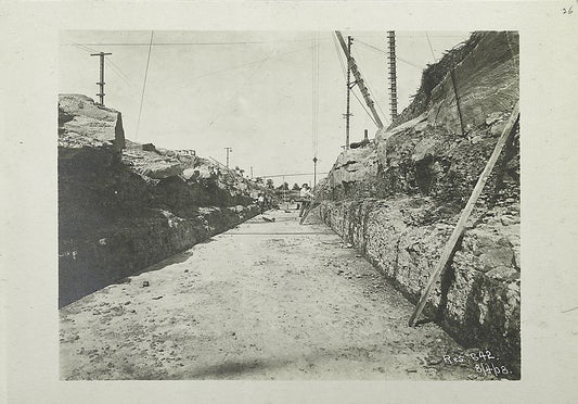 Ashokan Reservoir. Excavation completed and concrete floor in place for masonry conduit to divert the flow of the Beaver Kill. Contract 3. August 4, 1908
