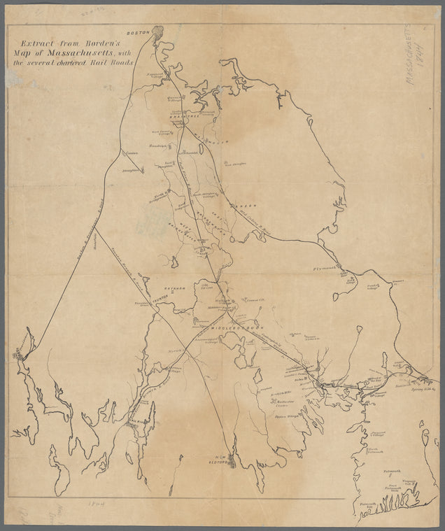 Extract from Borden's map of Massachusetts: with the several chartered rail roads