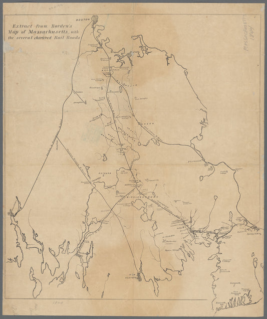 Extract from Borden's map of Massachusetts: with the several chartered rail roads