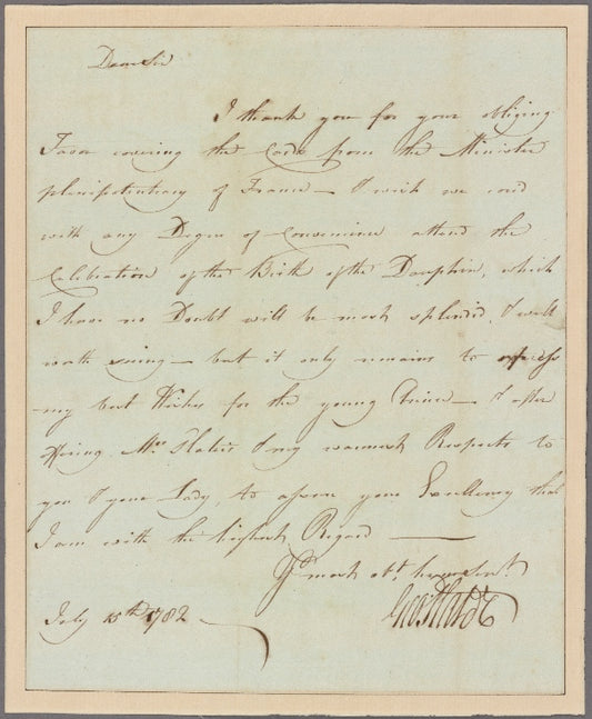 Letter to Thomas Sim Lee, Governor of Maryland, Annapolis
