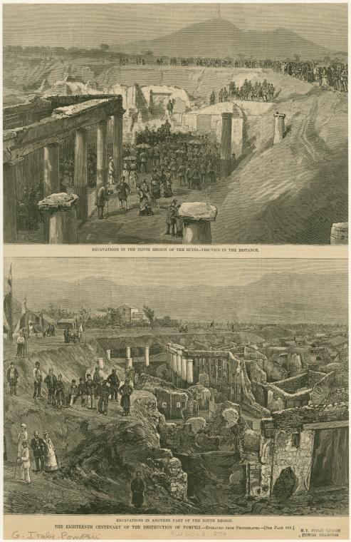Excavations in the ninth region of the ruins--Vesuvius in the distance ; Excavations in another part of the ninth region